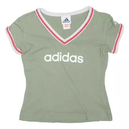 ADIDAS Womens T-Shirt Green V-Neck S – Go Thrift