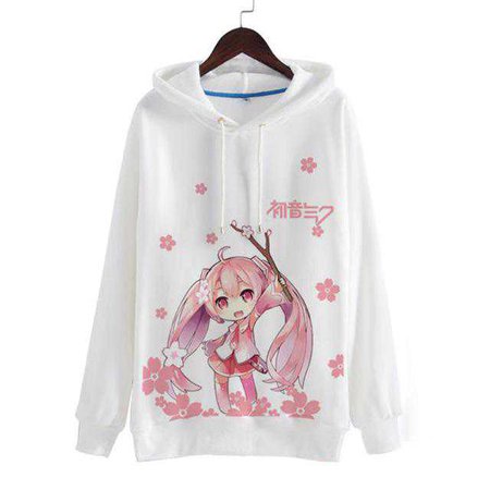 Hatsune Miku Pink Anime Girl Hoodie Sweatshirt Sweater by Kawaii Babe