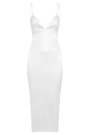 Brie Corset Midi Dress - White - MESHKI U.S