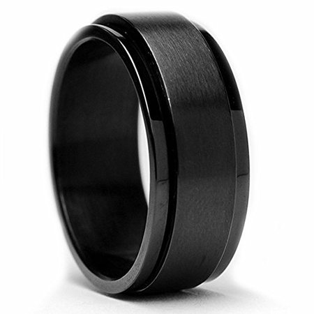 Metal Masters Co. 8MM Black Stainless Steel Spinner Ring Size 9|Amazon.com