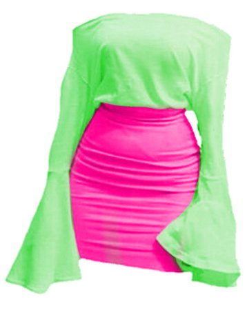 pink and green dress