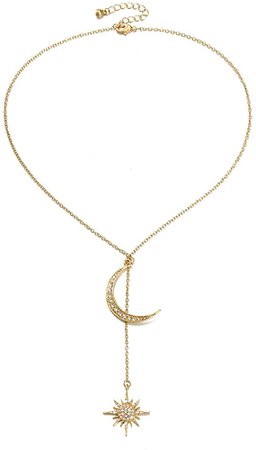 Amazon.com: Feximzl Fashion Crystal Moon&Star Necklaces Pendants Unique Gold Color Chain Necklace Accessories Jewelry for Women (Gold): Clothing