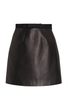 Miu Miu Bow-Accented Nappa Leather Mini Skirt