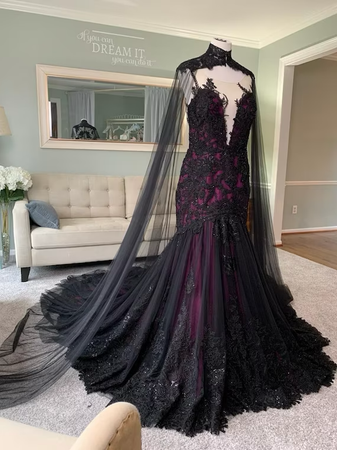 black and purple gown