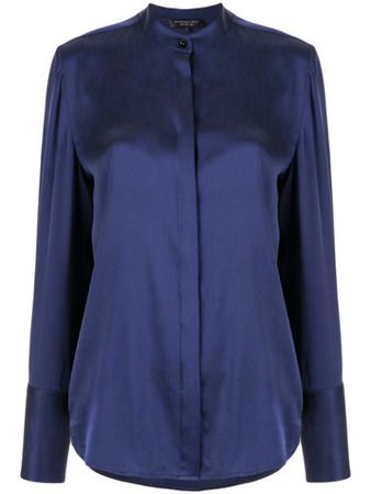 Shanghai Tang Jewel Button Sandwashed Shirt V2WRB073CW Blue | Farfetch