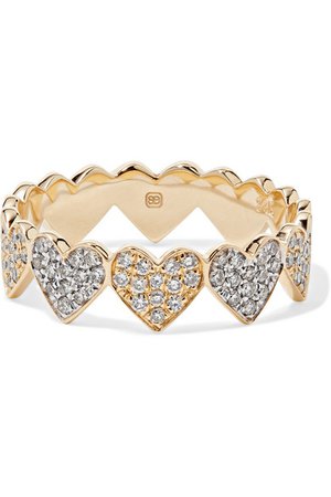 Sydney Evan | Eternity Heart 14-karat yellow and white gold diamond ring | NET-A-PORTER.COM