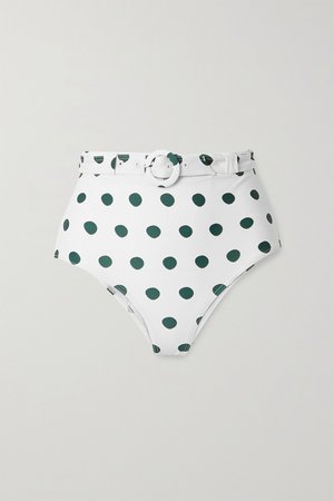 Off-white Belted polka-dot bikini briefs | Peony | NET-A-PORTER