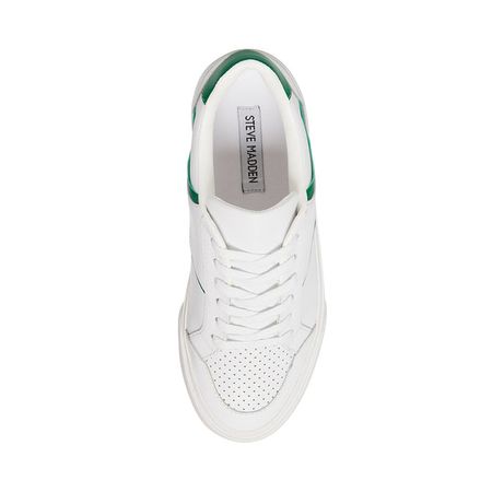 BRYANT White/Green Low Top Lace Up Sneakers | Women's Sneakers – Steve Madden