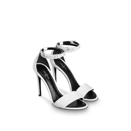 LV White ankle strap heels