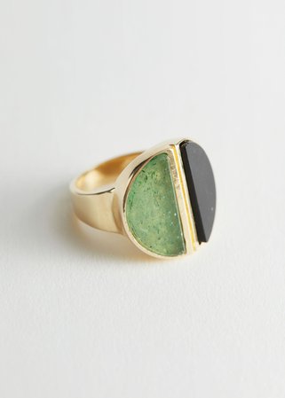 Chunky Colour Block Ring - Green, Black - Rings - & Other Stories