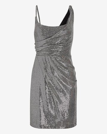 Sequin Asymmetrical Draped Sheath Dress