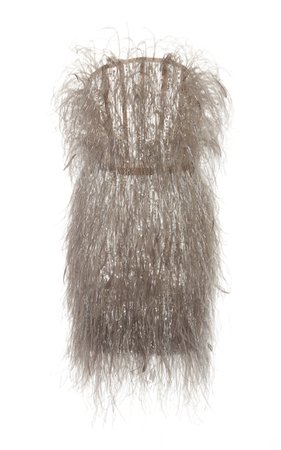 Beaded Strapless Ostrich Feather Dress by Pamella Roland | Moda Operandi
