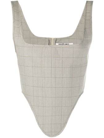 Charlotte Knowles Check Print Corset Top In Grey | ModeSens
