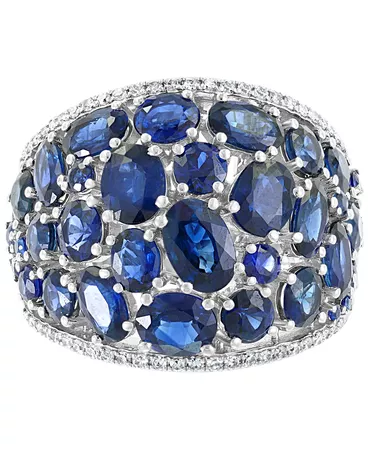 EFFY Collection EFFY® Sapphire (6-5/8 ct. t.w.) & Diamond (1/5 ct. t.w.) Statement Ring in 14k White Gold
