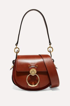 Tess Small Leather And Suede Shoulder Bag - Brown