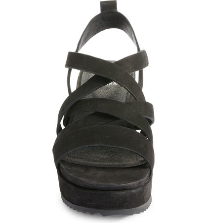 Black Leather Platform Sandals