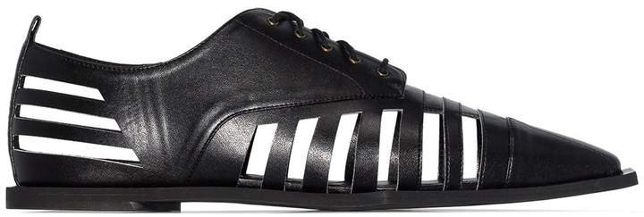 cutout faux leather Oxford shoes