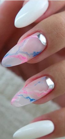 white marble nails