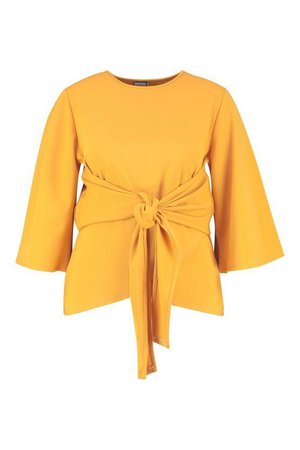 Plus Kimono Sleeve Tie Waist Top | Boohoo