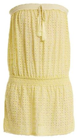 Adela Strapless Broderie Anglaise Dress - Womens - Yellow