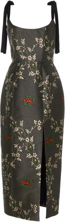 Markarian Floral-Jacquard Midi Dress