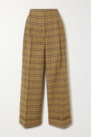 Yellow Checked wool-blend wide-leg pants | Acne Studios | NET-A-PORTER