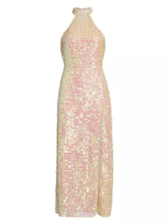 Shop Saylor Khoudia Sequined Halter Maxi Dress | Saks Fifth Avenue