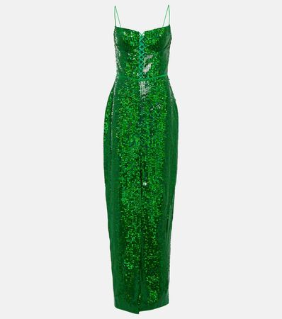 Sequin Embellished Gown in Green - Rasario | Mytheresa