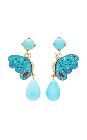 One-Of-A-Kind Medium Turquoise Butterfly Earrings by Sylvie Corbelin | Moda Operandi