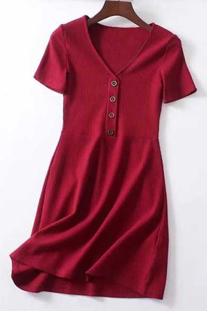 stylish-v-neck-short-sleeve-button-a-line-mini-knit-dress_1513947591662.jpg (392×588)