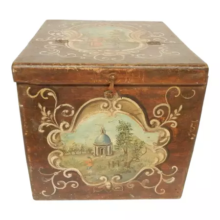 19th Century Italian Painted Scenes on Herb Box | Chairish
