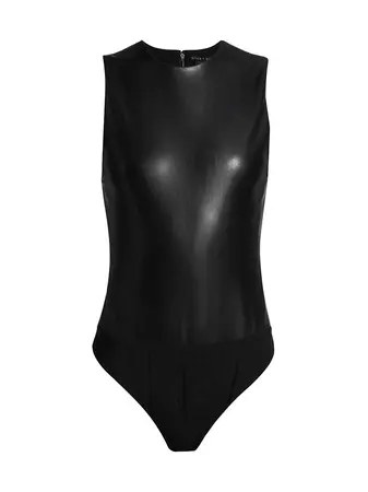 Shop Alice + Olivia Clarinda Faux Leather Bodysuit | Saks Fifth Avenue