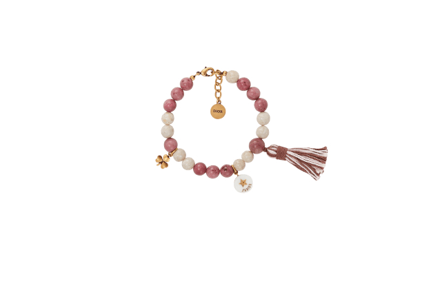 DIOR BEACH BRACELET White quartz and pink rhodochrosite bead decoration