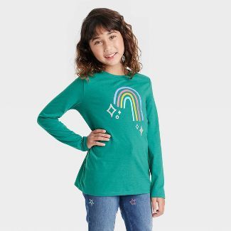 Girls' 'rainbow' Long Sleeve Graphic T-shirt - Cat & Jack™ Green : Target