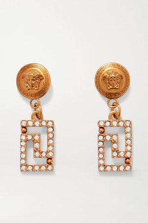Versace | Gold-tone crystal earrings | NET-A-PORTER.COM