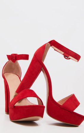 Red Platform Heel Sandal | Shoes | PrettyLittleThing