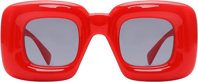 Amazon.com: Akirawang Fashion Square Inflated Sunglasses for Women Men Oversized Thick Frame Trendy Glasses Mask Shades Designer Style : Clothing, Shoes & Jewelry
