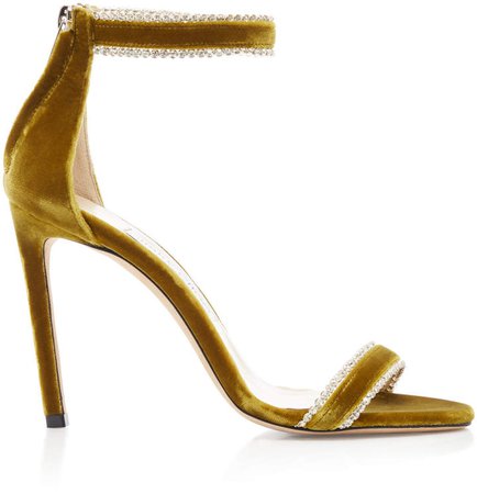 Dochas Crystal-Embellished Velvet Sandals Size: 35