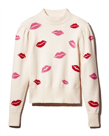 kate spade new york Mock-Neck Lip Print Sweater | Bloomingdale's