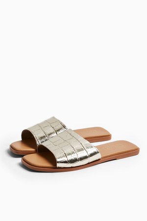PAISLEY Gold Sandals Mules | Topshop