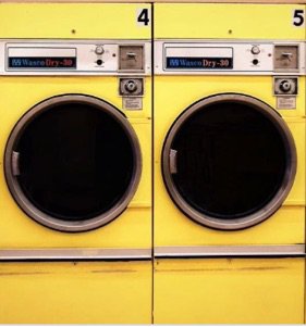 yellow retro washing machine