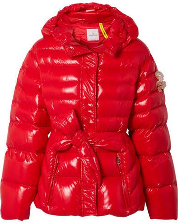 Moncler Genius - 4 Embellished Belted Glossed-shell Down Jacket - Red