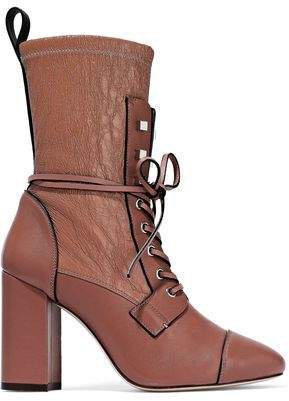 Smooth And Crinkled-leather Ankle Boots
