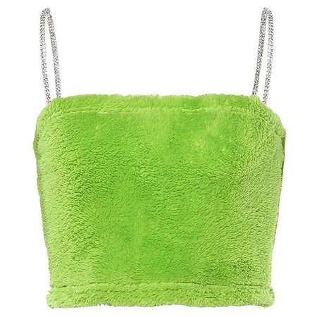 Neon Green Diamante Plush Crop Top – MELLOW PICKS