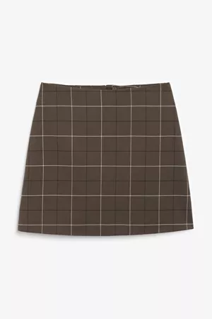 A-line mini skirt - Brown plaid - Mini skirts - Monki WW