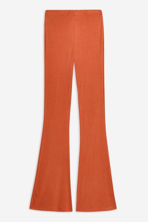 Ribbed Cupro Flare Trousers | Topshop Orange