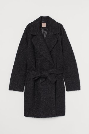 H&M+ Coat with Tie Belt - Black - Ladies | H&M US