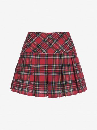 [65% OFF] 2022 ZAFUL Plaid Pleated Mini Skirt In RED | ZAFUL
