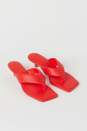 Toe-post Slip-on Sandals - Bright red - Ladies | H&M US