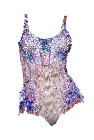 Taylor Swift purple pink bejeweled crystal bodysuit